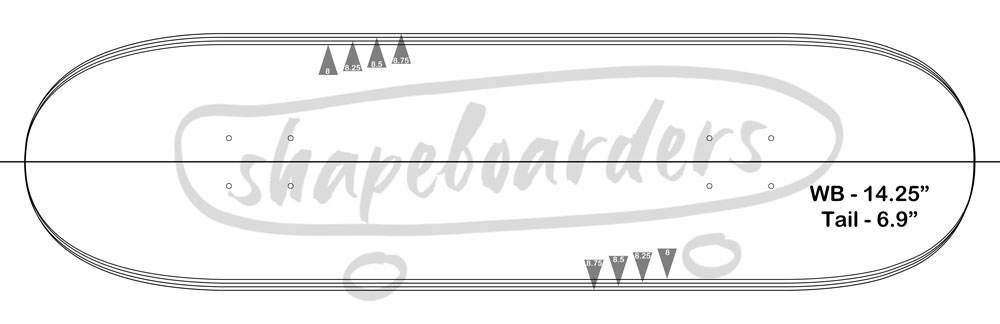 Popsicle Stick 8.0-8.75" Skateboard Template - Image 2